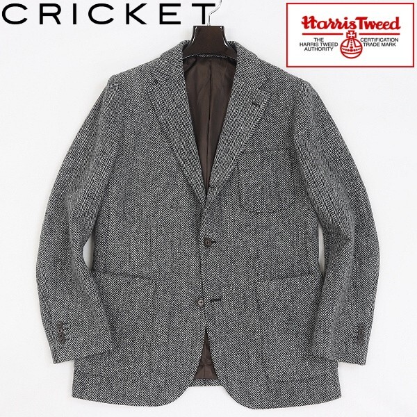 【HA860】美品◆Cricket 1960 クリケット × ハリスツイード ヘリンボーン柄 ウール ツイード 3釦 ジャケット ブラック×ホワイト 52拍卖