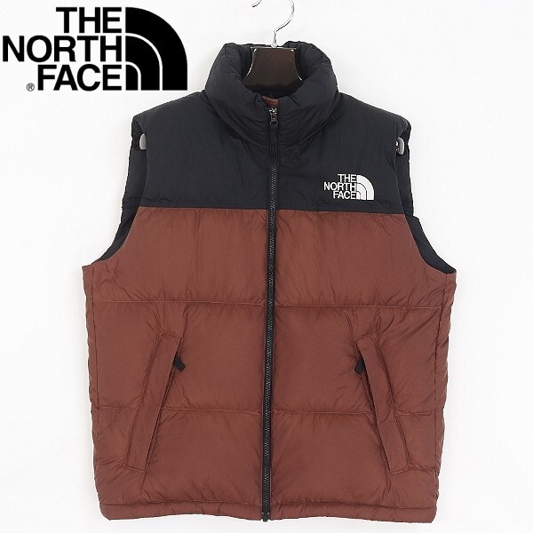 【HA844】美品◆THE NORTH FACE ノースフェイス ND92338 NUPTSE VEST ヌプシ ダウン ジップ ベスト ブラック×ブラウン S拍卖