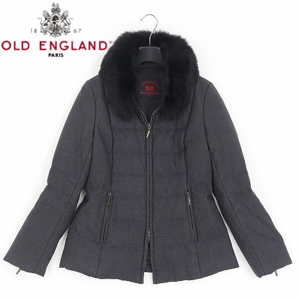 【HA922】◆OLD ENGLAND オールド イングランド フォックスファー付 Wジップ ダウン ジャケット チャコールグレー拍卖
