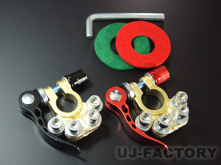 即納 バッテリー ターミナル 大ポール【L】Dタイプ端子バッテリー用 真鍮製 ワンタッチでバッテリー端子の取付外しが可能 クイック拍卖