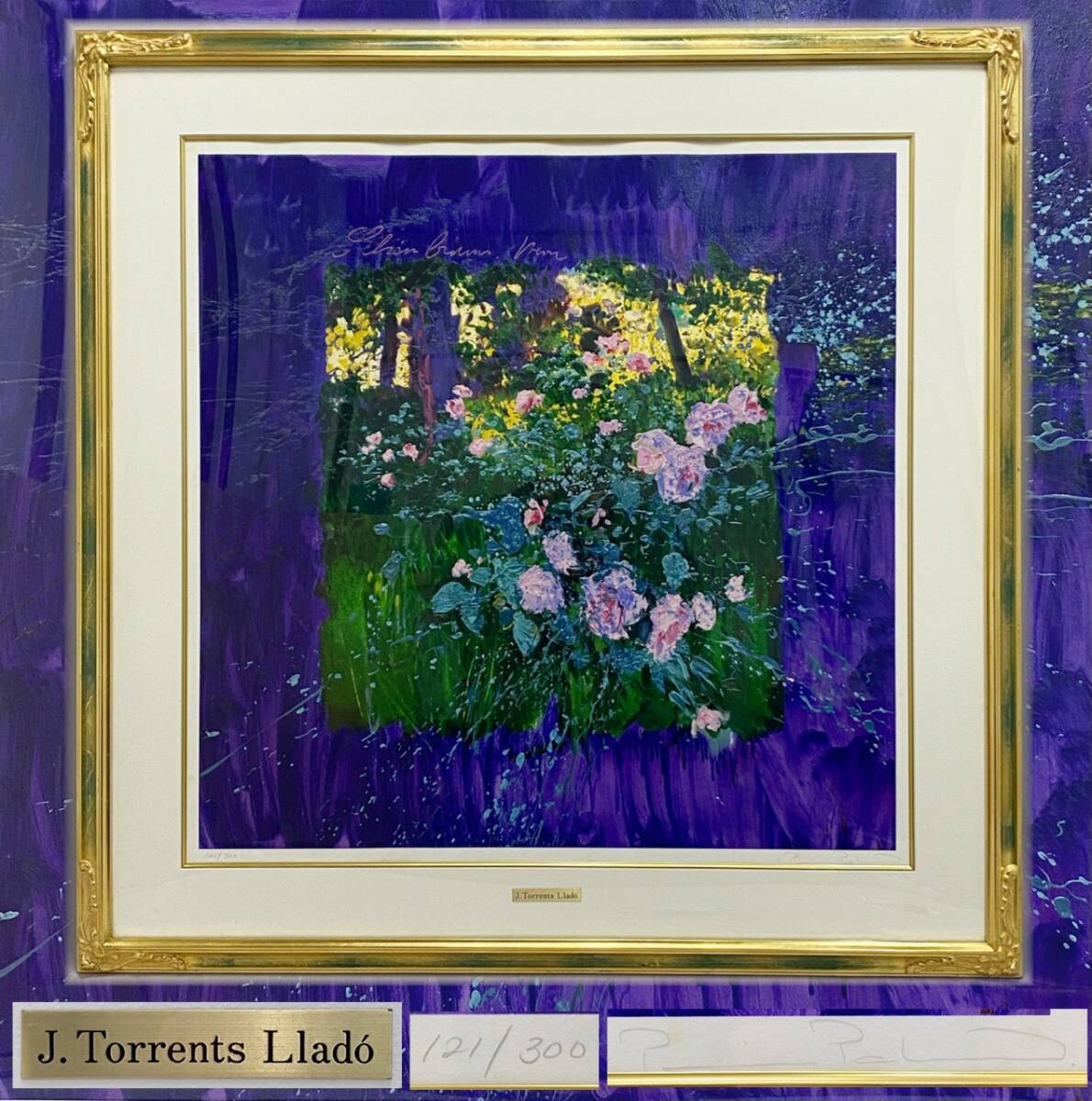 真作【 J.Torrents Llado/トレンツ・リャド】「野ばら」大判 限定 シルクスクリーン 121/300 額装 検) 20世紀最後の印象派ベラスケスの再来拍卖