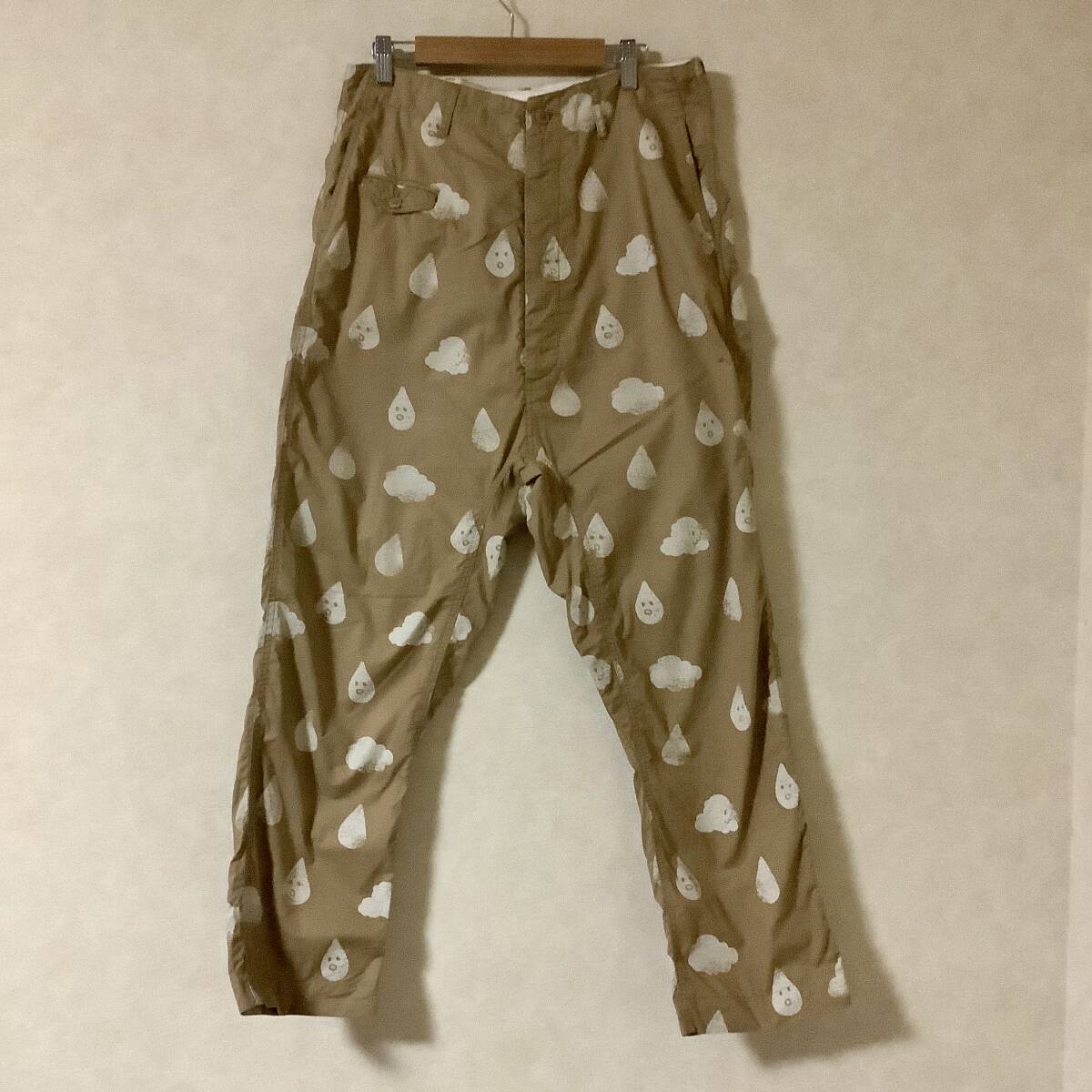 【薄汚れあり】Ne-net ネネット★コットン サルエル ゆるパンツ チノパン しずく 雨と雲 ベージュ サイズ2 Lサイズ ゆるっと大きめサイズ拍卖