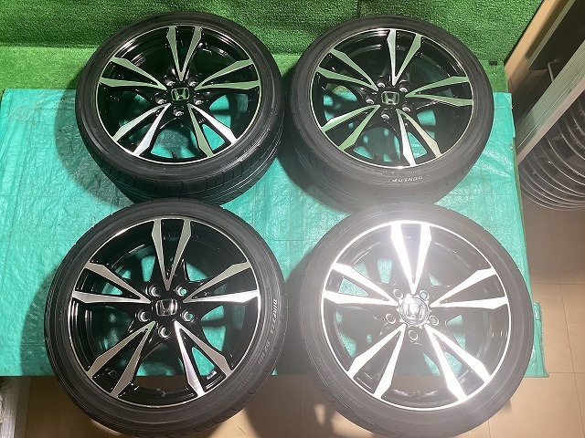 ホンダ純正 17x6.5JJ +45 5H PCD114.3 DUNLOP DZ101 205/45R17 21年製 夏 サマータイヤ・アルミホイール 4本セット セット10 EM拍卖