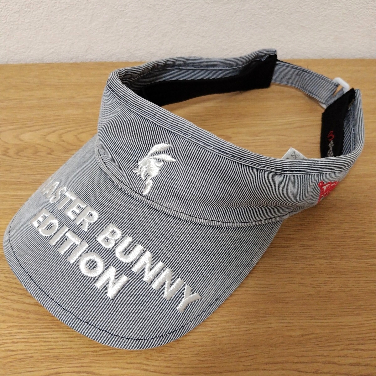 送料無料【MASTER BUNNY EDITION】マスターバニーエディション サンバイザー ヒッコリー柄 ネイビー×白 フリーサイズ ゴル GOLF スポーツ拍卖