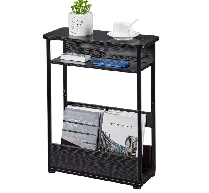 スリムサイドテーブル 純木 幅40×奥行18×高さ55cm 収納棚 ラック 小さめ ブランドZEXVIDA拍卖