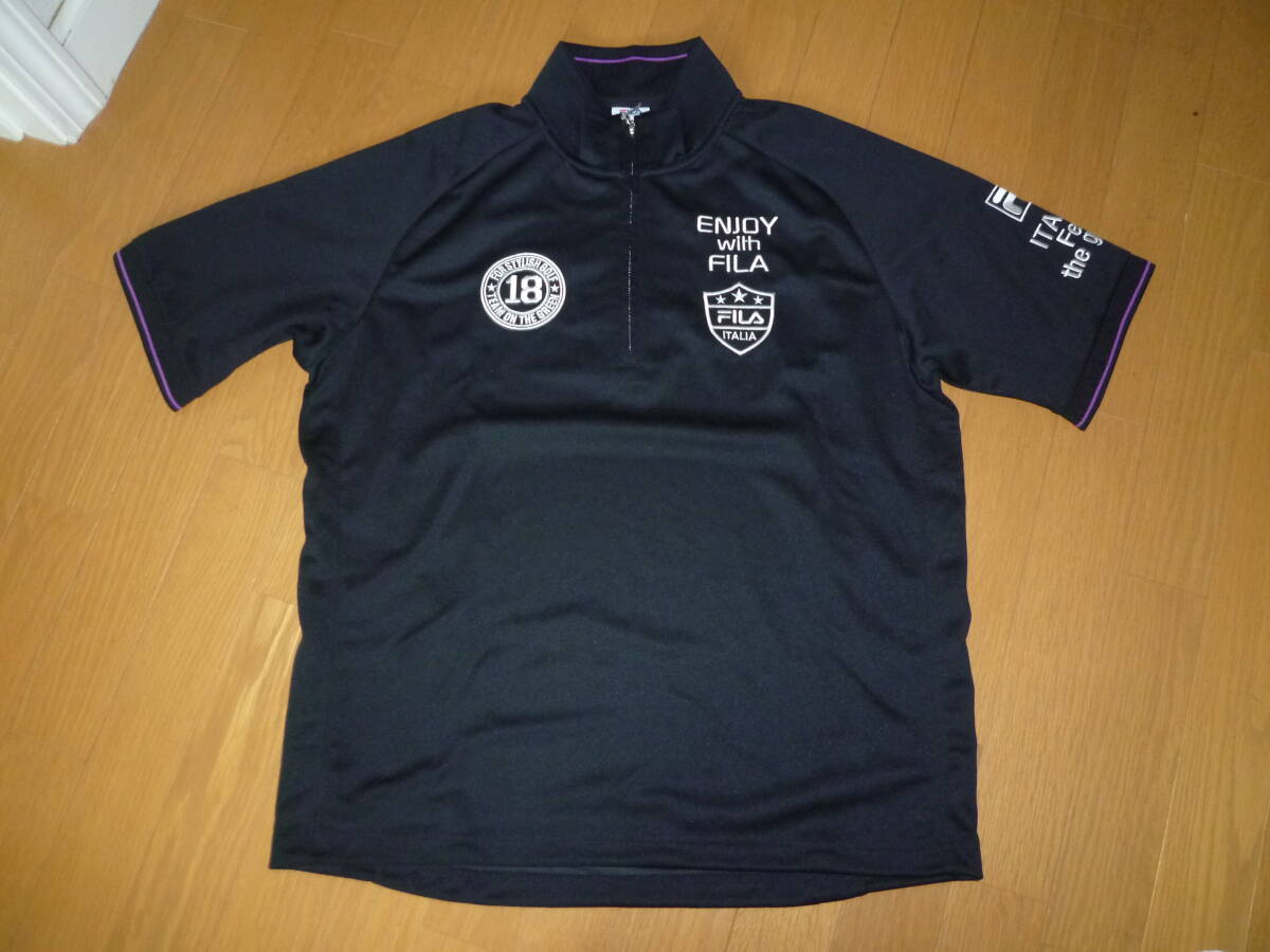 未使用 フィラゴルフ 半袖ハーフジップジャケット ブラック LL拍卖