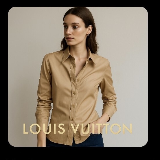 1円スタート  美品 LOUIS VUITTON  ルイヴィトン  ベージュ シャツ 36 フランス製  高級 拍卖