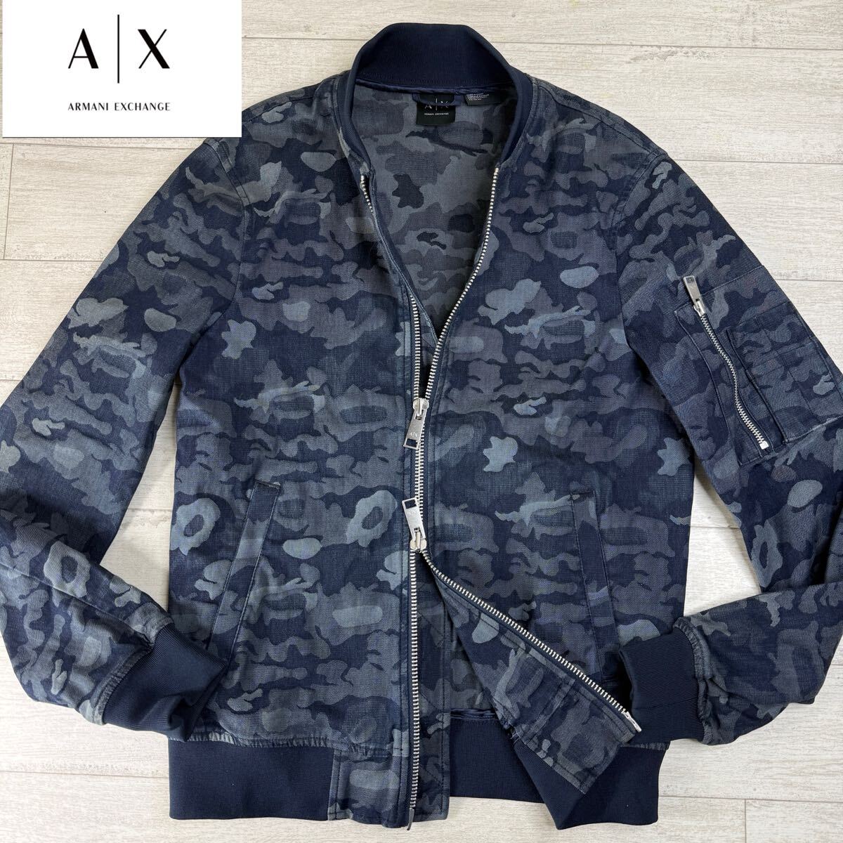 1円〜 ARMANI EXCHANGE アルマーニ エクスチェンジ ブルゾン ジャケット カジュアル ダブルジップ パーカー デニム生地拍卖