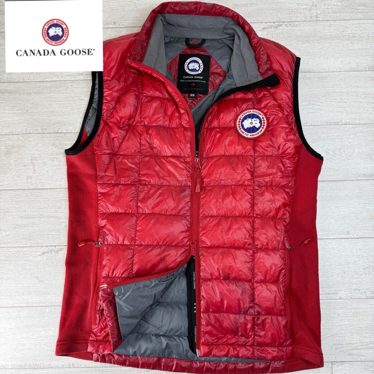 1円〜 CANADA GOOSE カナダグース ダウンベスト アウター VEST サイズM レッド カジュアル カナダ製拍卖