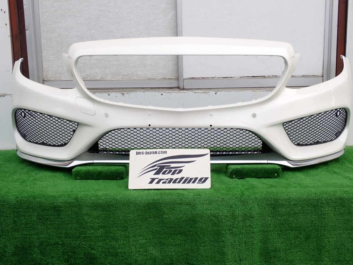 L6405vc ベンツ純正 Cクラス W205/S205/C205 前期 AMG フロントバンパー スポイラー・グリル付 A2058850925 (A2058801740) ホワイト/799拍卖