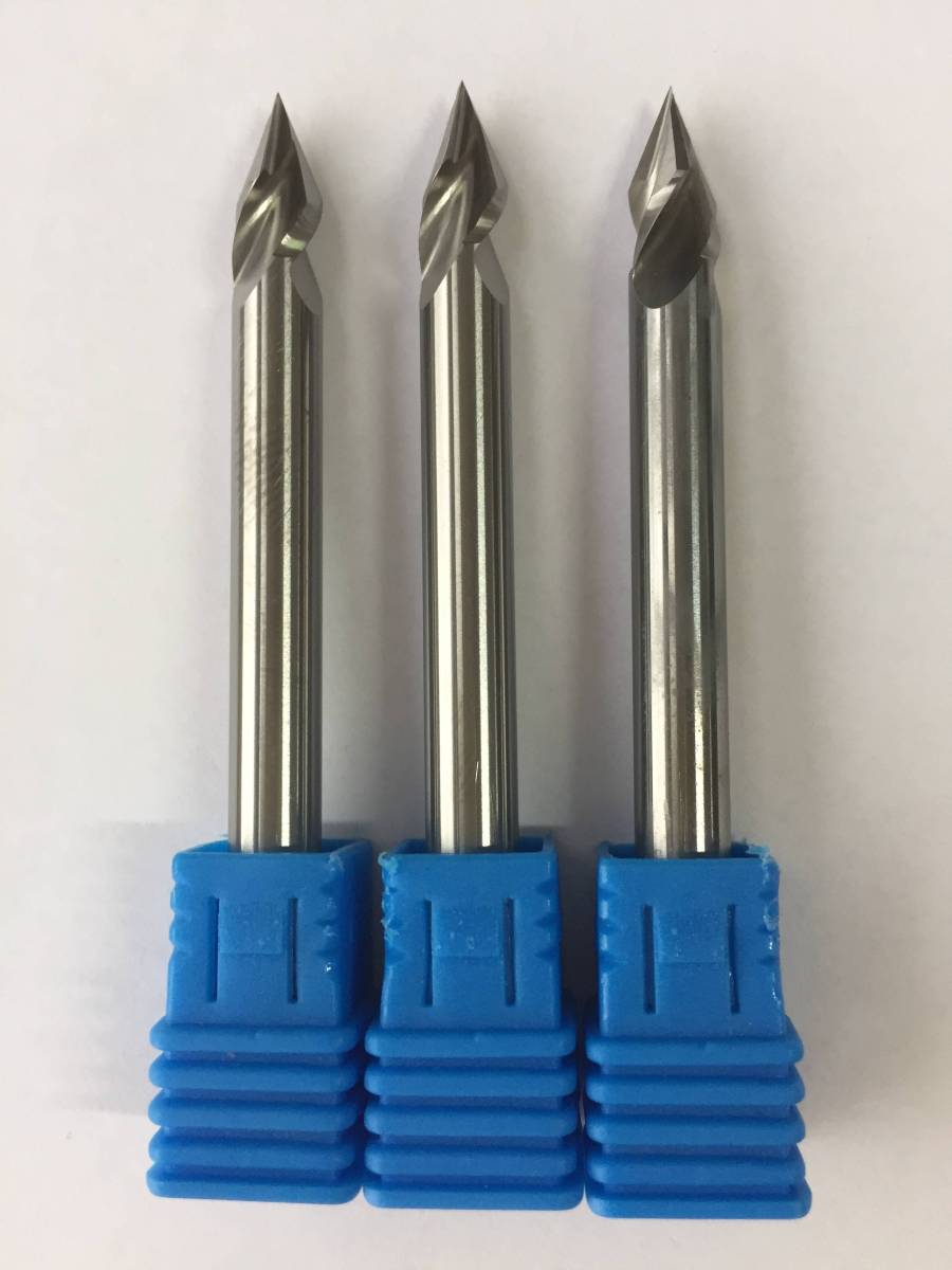 新品 RG 3枚刃 φ6 超硬 マルチ エンドミル 45° これ1本でV溝、面取り、センター揉み、側面加工がOK。片側22.5°です 。拍卖