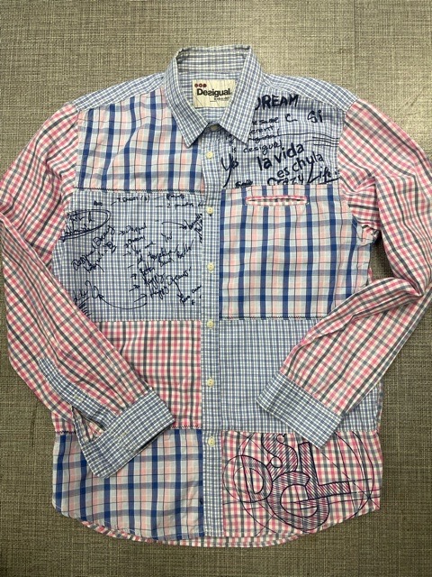 送料無料!Desigual(デシグアル) メンズ/シャツ/クレイジー柄/パッチワーク☆サイズL拍卖