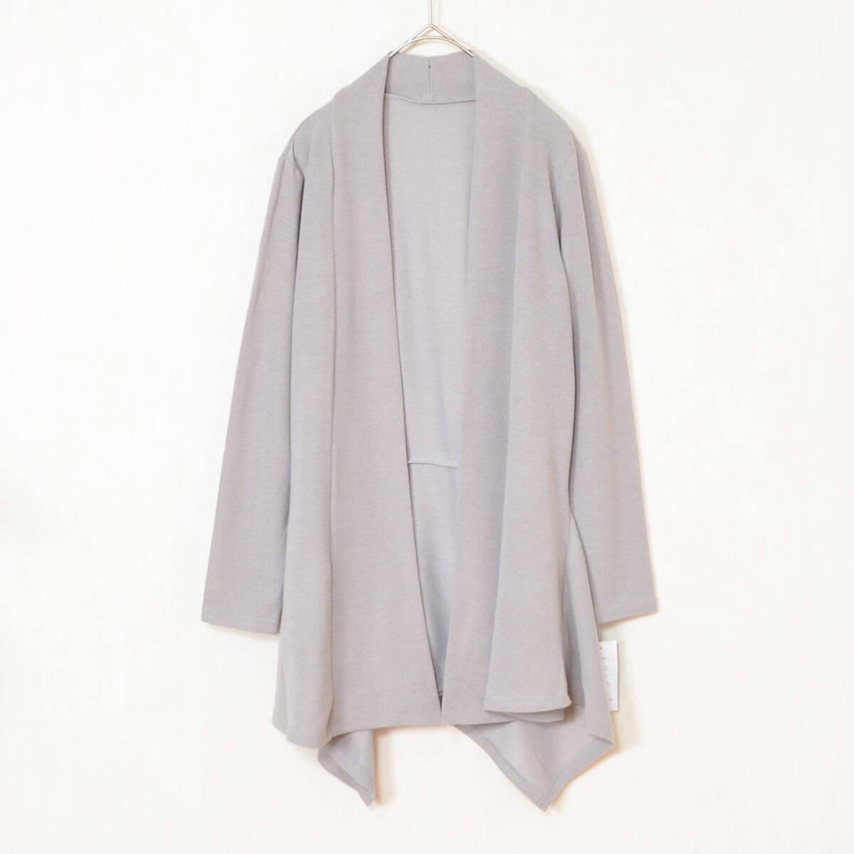 トップス ドレープヘムロングカーディガン M〜L|アシメ丈・体型カバー・ブラック・ニットソー 550401 グレージュ拍卖