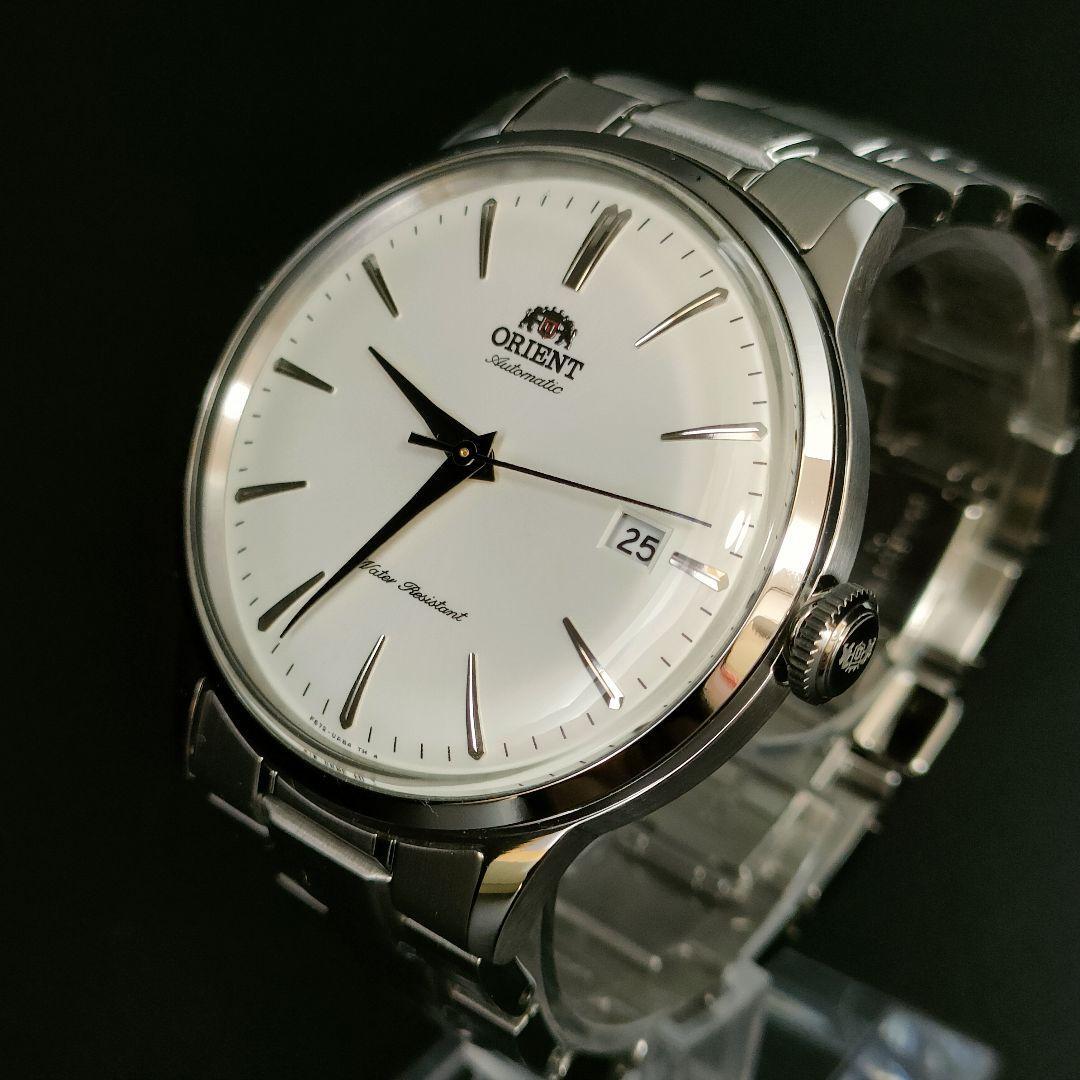 美品 ORIENT オリエント ホワイト シルバー ブルー 自動巻き メンズ時計拍卖