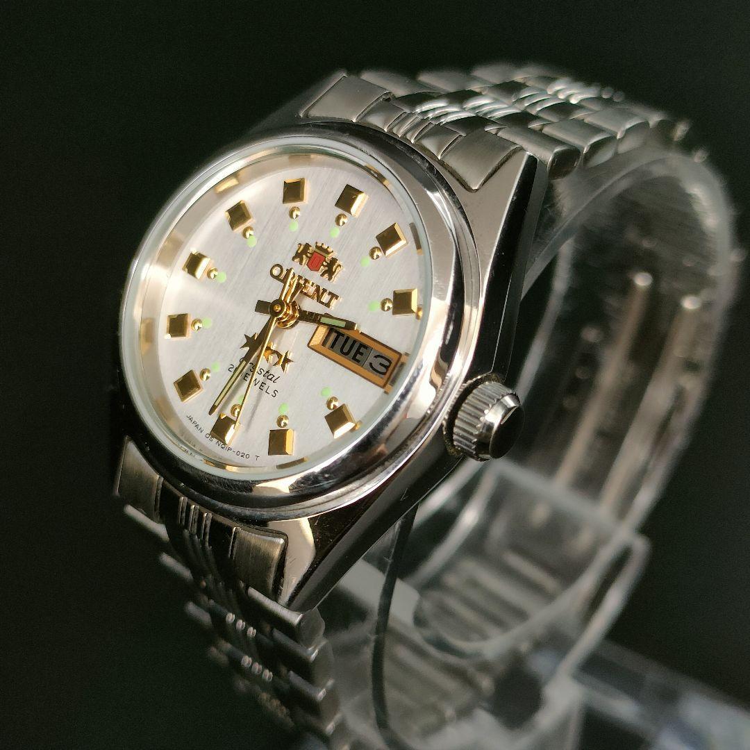 美品 ORIENT オリエント スリースター ホワイト ゴールド 自動巻き 時計拍卖