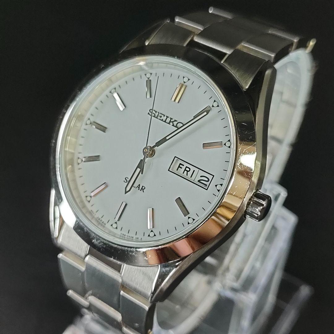 美品 SEIKO セイコー スピリット V158 ホワイト ソーラー メンズ拍卖