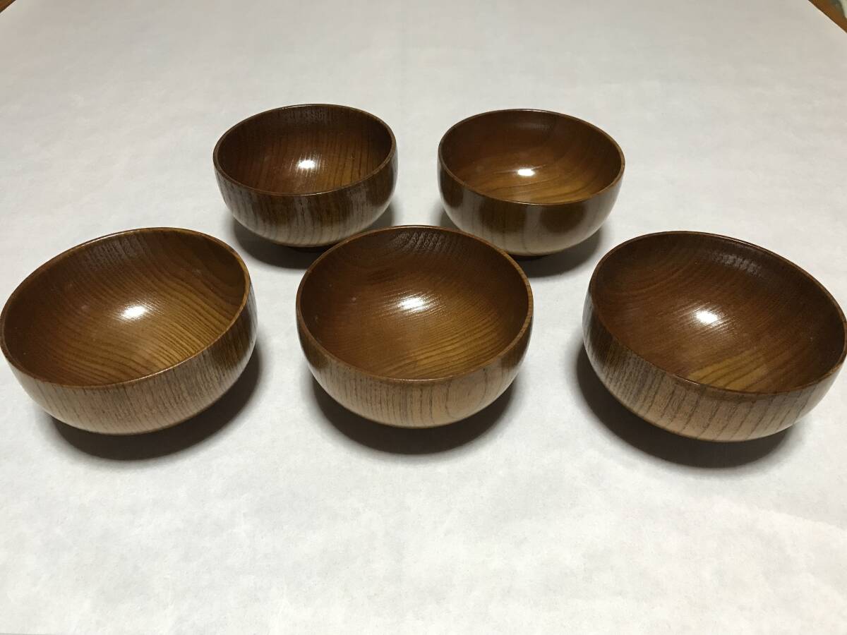 ★未使用品 保管品★ 木彫り碗 天然木 5客セット拍卖