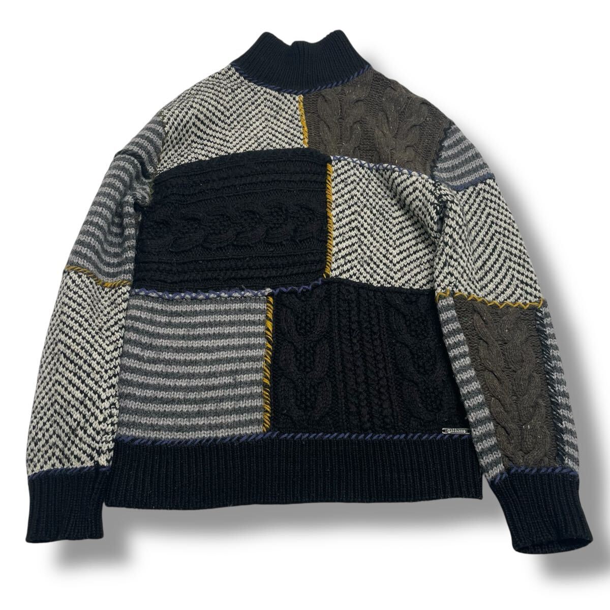 【美品】John Galliano ジョン ガリアーノ パッチワーク ニット セーター L拍卖