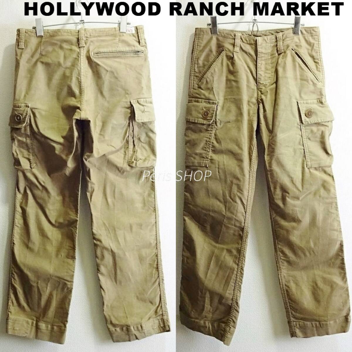 即決★ 送料無★ ハリウッドランチマーケット ストレートカーゴパンツ 【M】 強ストレッチ ベージュ 日本製 HRM J354拍卖