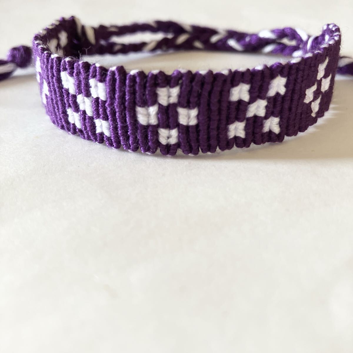 ミサンガ★白ミンサー 太め 濃紫拍卖