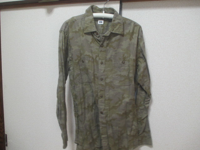 L ★ユニクロ★長袖シャツ★茶柄★ used ★送185 拍卖