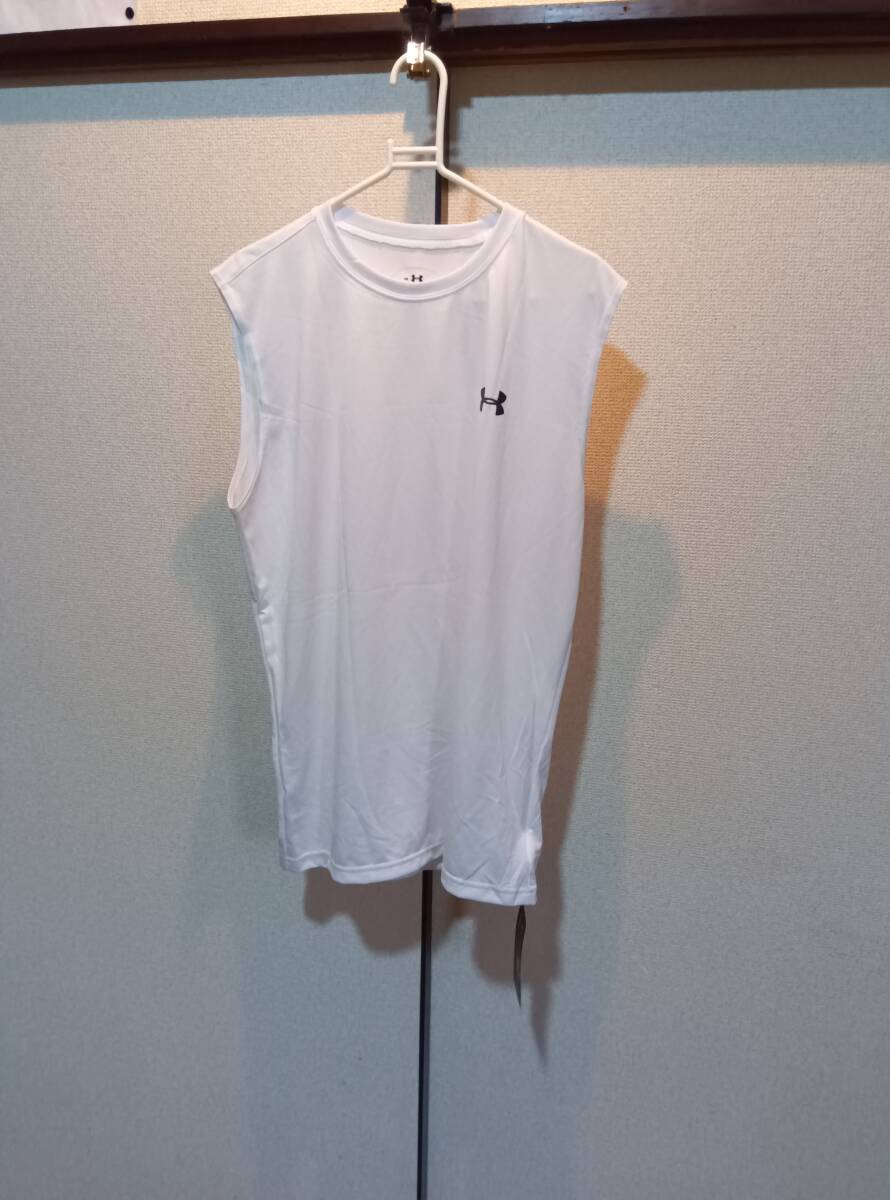 サイズLG■UNDER ARMOUR/アンダーアーマー●タンクトップ ノースリーブシャツ●ホワイト●未使用 送185拍卖