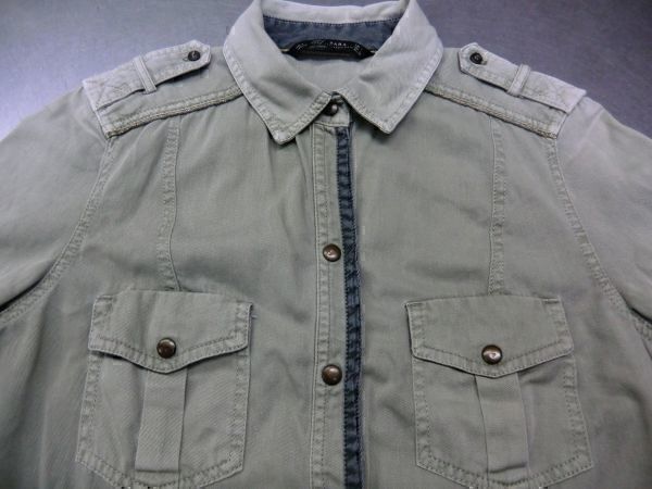 NS99 美品◆ ZARA ザラ 長袖シャツ ミリタリーシャツ L 細身拍卖