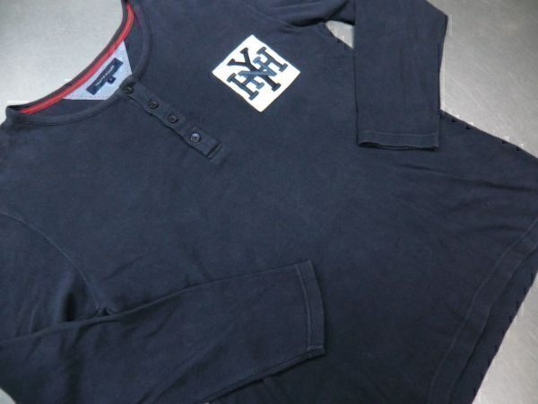 NS99N 美品 TOMMY HILFIGER トミーヒルフィガー 長袖Tシャツ ヘンリーネック L 厚手 22-8拍卖