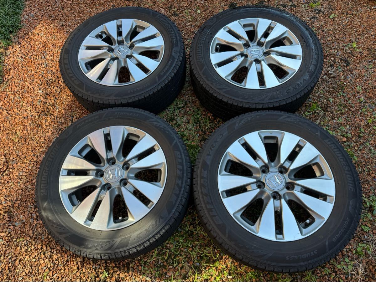 ホイール美品☆ホンダステップワゴンRK純正アルミホイールスタッドレスブリジストンブリザックVRX3 205/60R16 4本RPにも拍卖