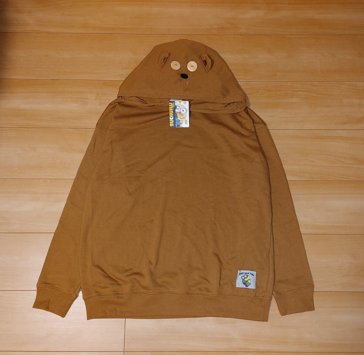 ◆新品◆MINIONS ミニオン 怪盗グルー BOB ボブ TIM ティム ベア 熊 コスプレ なりきり 仮装 パーカー 長袖 フード トップス 茶 ブラウン M拍卖