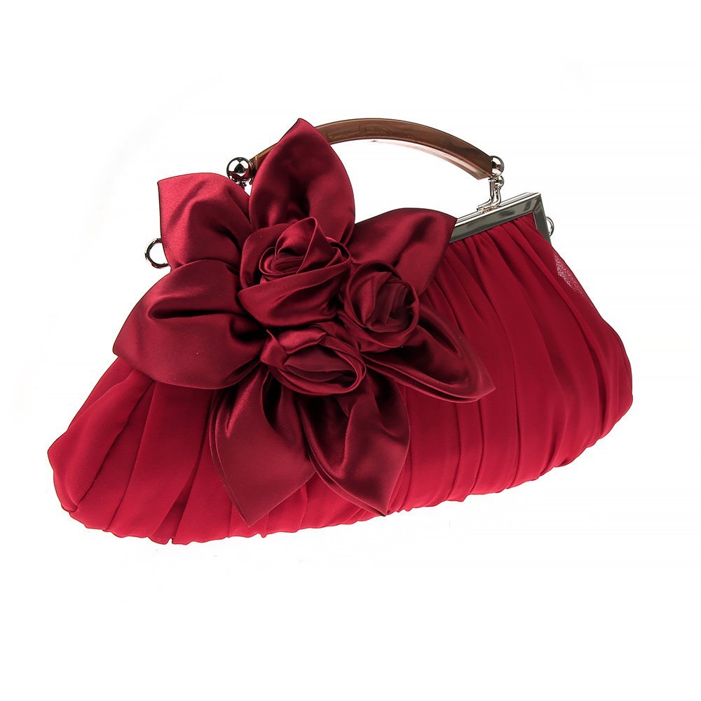 パーティーバッグ イブニングバッグ レディース シルク フラワー 持ち手付き拍卖
