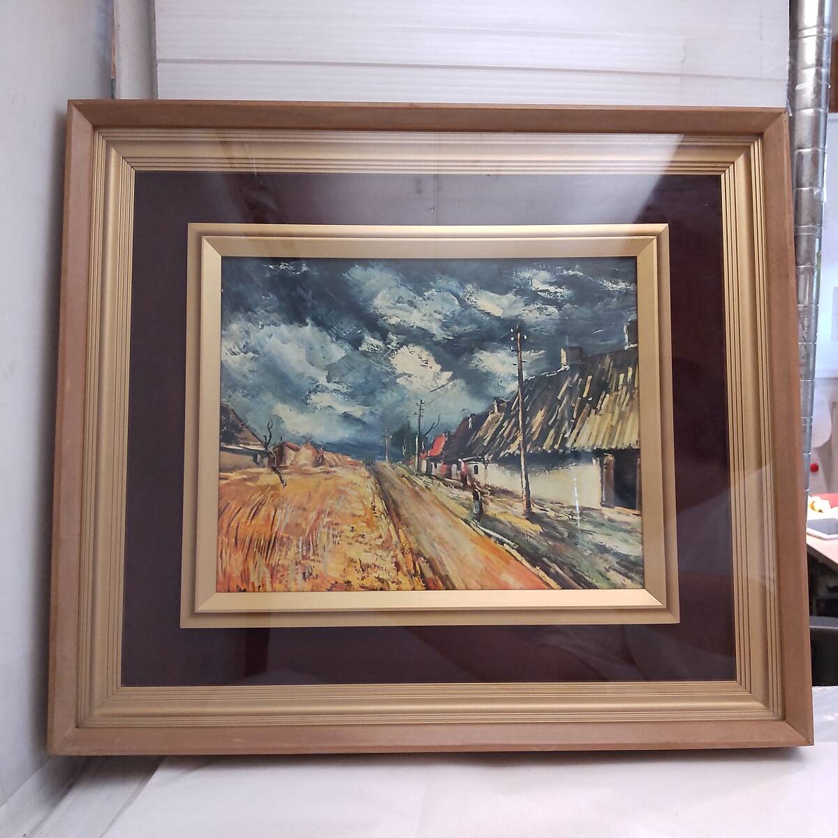 Y100706■モーリス・ド・ヴラマンク Maurice de Vlaminck 複製画「赤い野原」額装サイズ 約43.5×38cm 野獣派 フォービズム レプリカ■拍卖