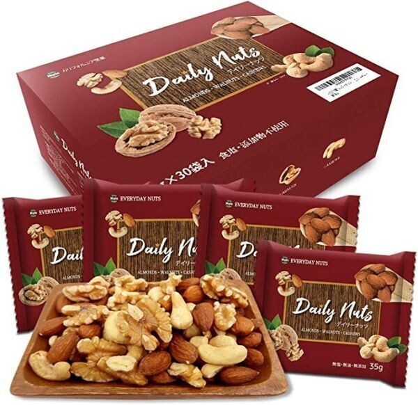 小分け3種 ミックスナッツ 1.05kg (35gx30袋) 産地直輸入 さらに小分け 箱入り 無塩 無添加 植物油不使用 (アーモンド等級:US Ext AFD672拍卖