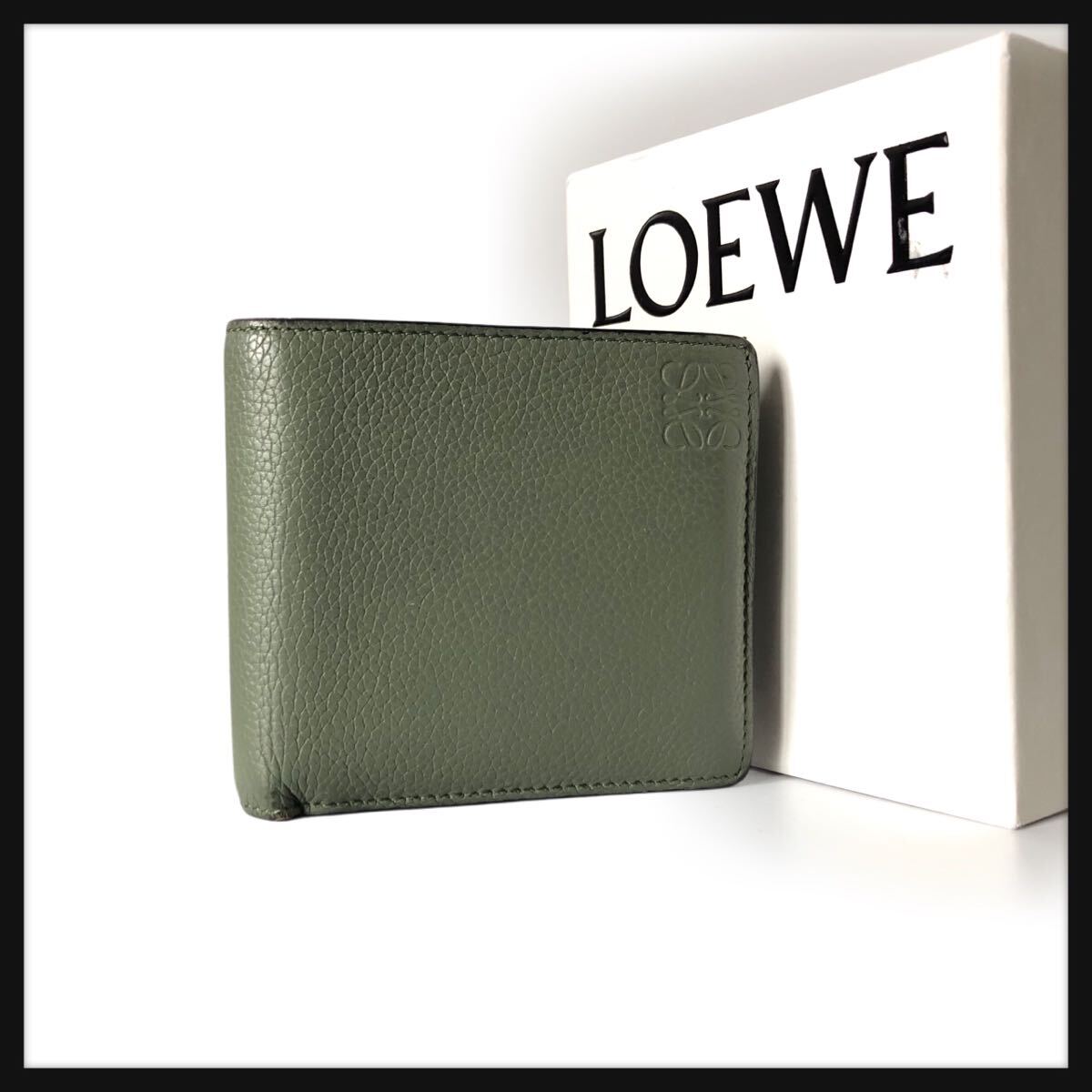 ロエベ アナグラム 財布 ウォレット コンパクトウォレット カーキ グリーン 二つ折り メンズ レディース 1円 2698拍卖