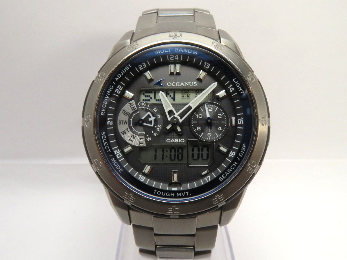 1円開始◆稼働◆ カシオ OCW-T400 オシアナス グレー ソーラー メンズ 腕時計 AC43204拍卖
