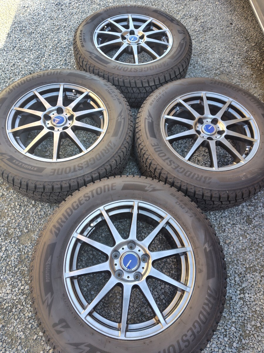 良品 社外アルミホイール 17×7J+38 114.3 5H 溝ありBS DM-V3 225/65R17 2022年 4本セット 売り切りハリアー等拍卖