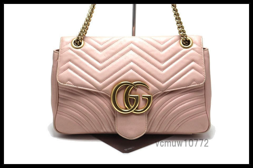 近年モデル希少美中古■GUCCI GGマーモント レザー チェーンショルダーバッグ グッチ■1002ew32802拍卖