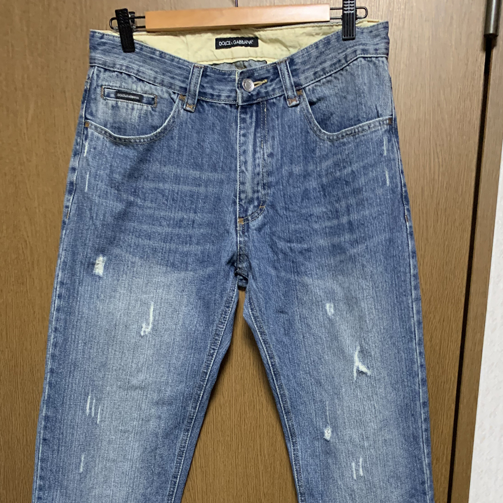 W33(L84cm)【DOLCE & GABBANA|デニム】ドルチェアンドガッバーナ 加工 ジーンズ ストレート イタリー製拍卖