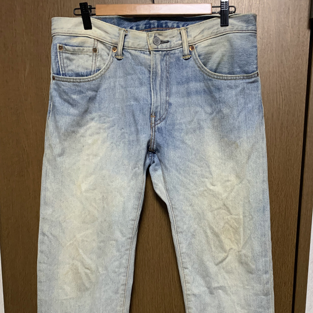 W32(L78cm)【Levi's 502|デニム】リーバイス ライトブルー 加工 ブリーチ レギュラーフィット ストレート ジーンズ W34拍卖