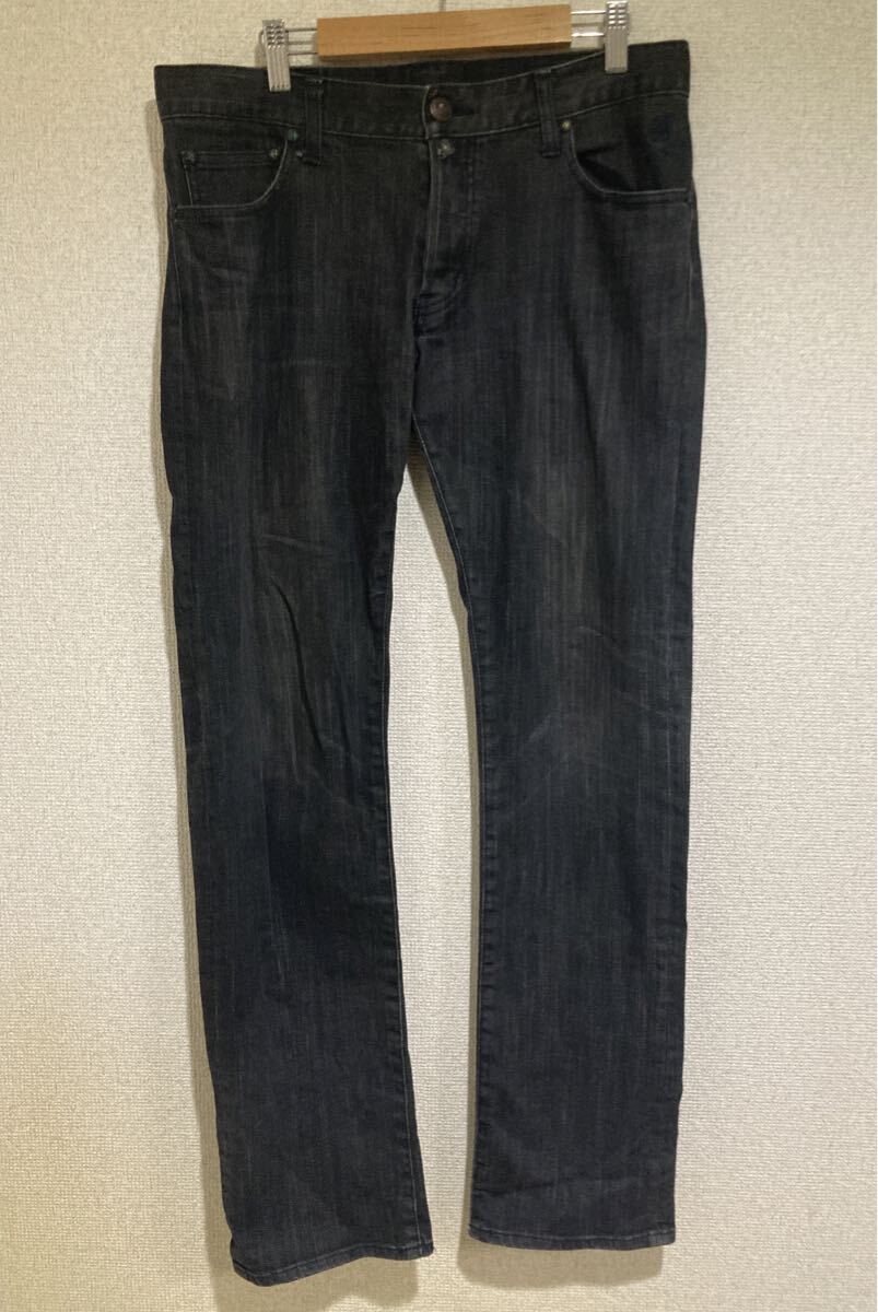 Roen jeans ロエン ストレッチ スカル刺繍 デニムパンツ サイズ32 革パッチ ブラック バイオウォッシュ W32 ジーンズ拍卖