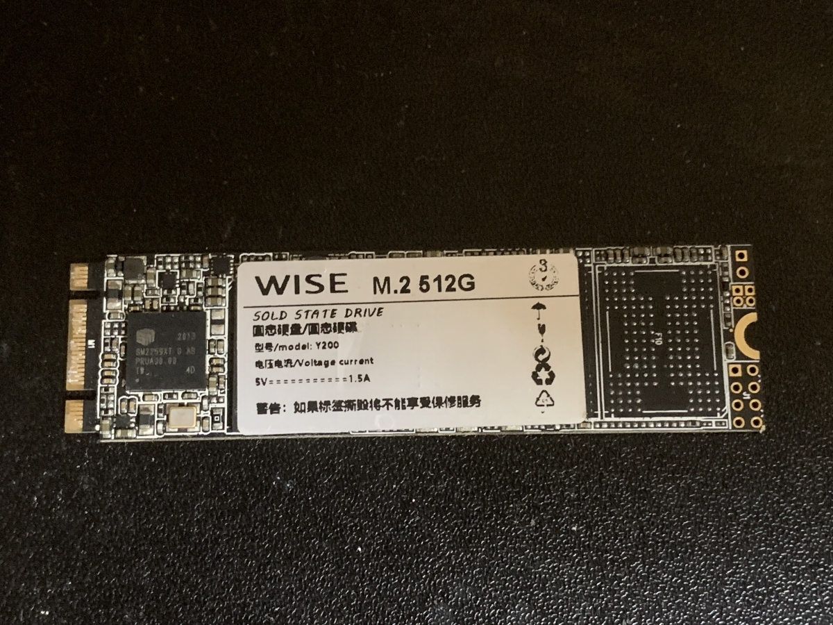 動作確認済み Wise M.2 Sata 512GB SSD拍卖