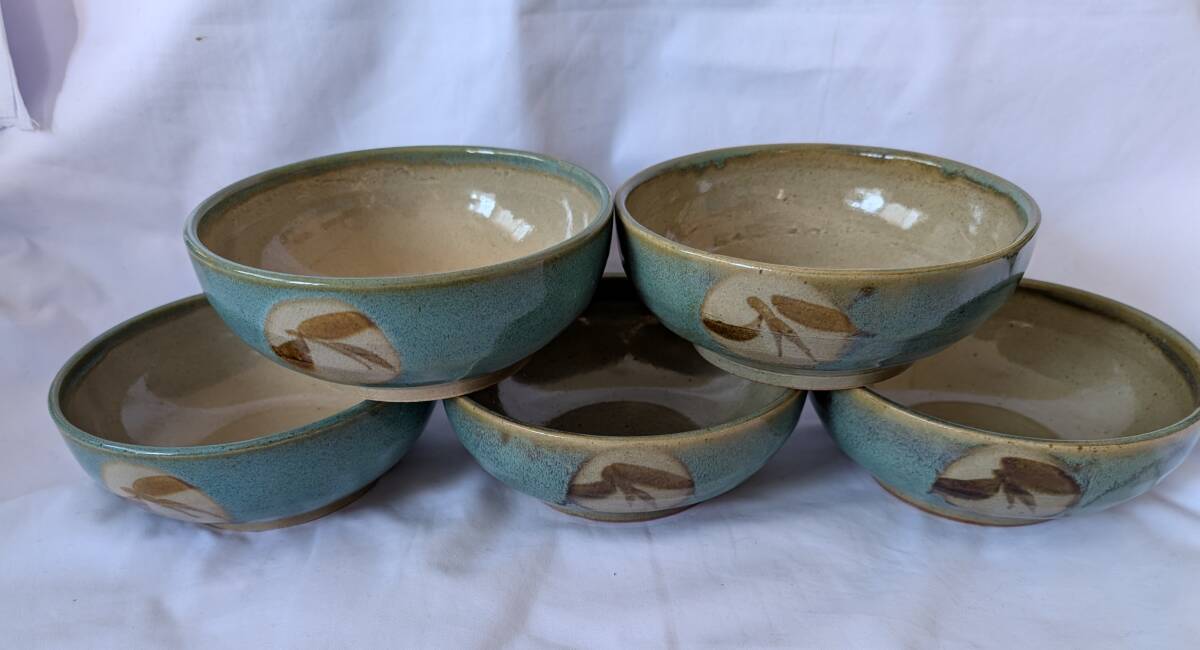 益子焼 大鉢 5個 約直径20.5㎝ ラーメン鉢 / うどん大鉢 / 蕎麦鉢 / 海鮮丼拍卖
