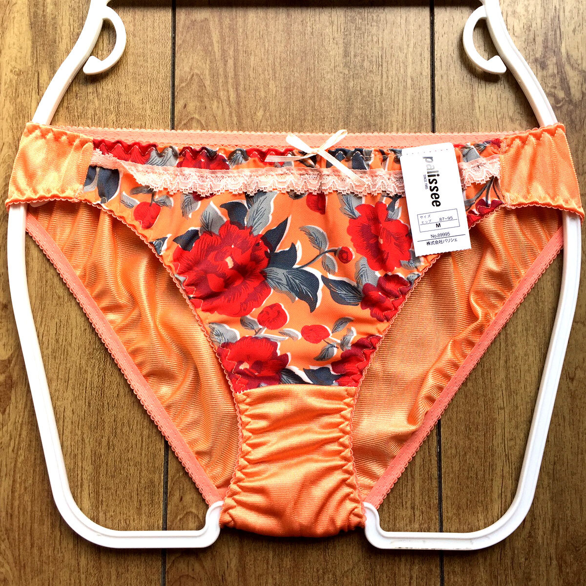 新品・未使用♪【パリシェ】大ぶり真っ赤なお花が美しい♪ビタミンカラーが目にマブシイ~/オレンジ/M★パンティ/ショーツ/レディース下着拍卖