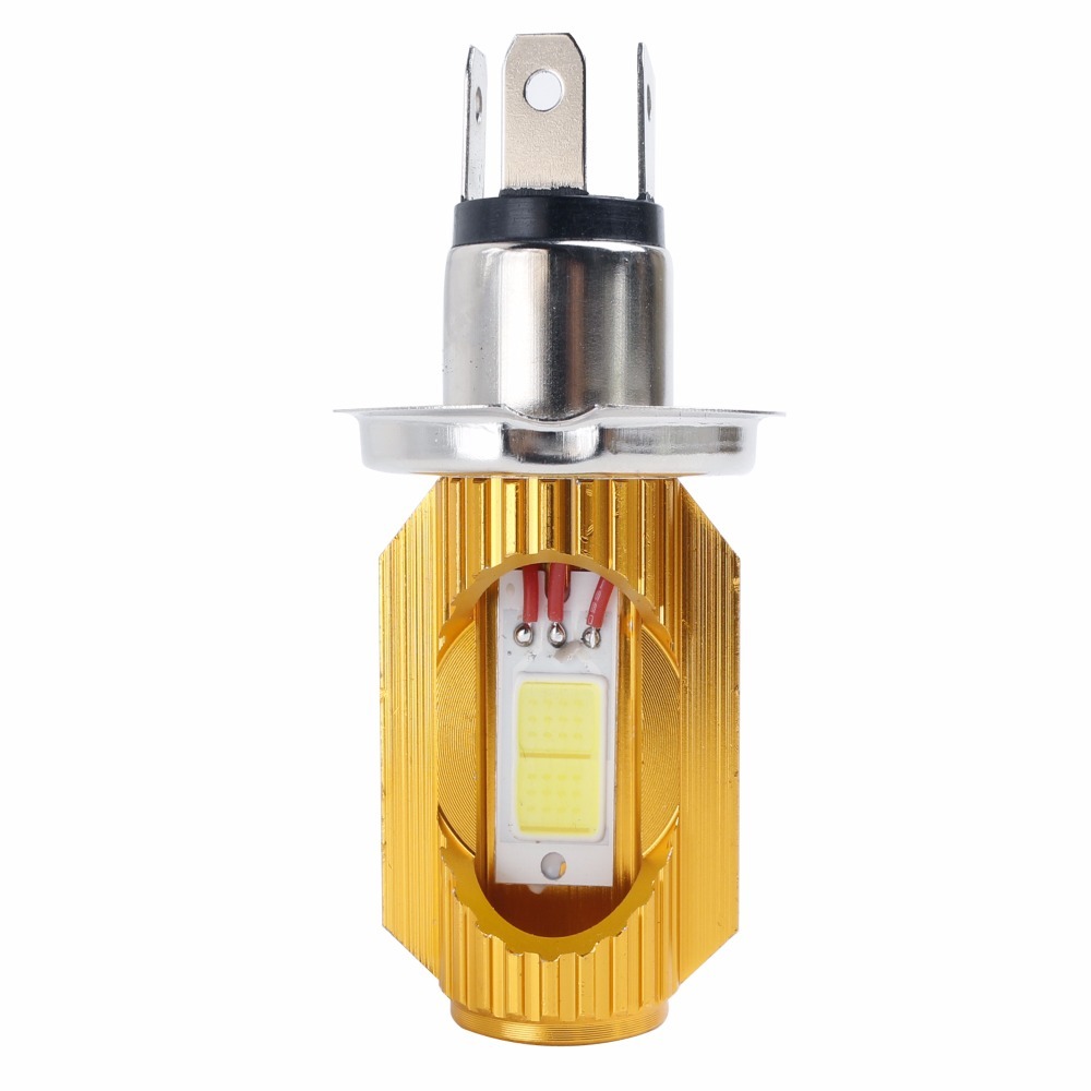 バイク LEDヘッドライト H4 HS1 Hi/Lo切替 12W×2 AC/DC兼用 8V-80V Bridgelux COBチップ採用 イエロー 1灯拍卖