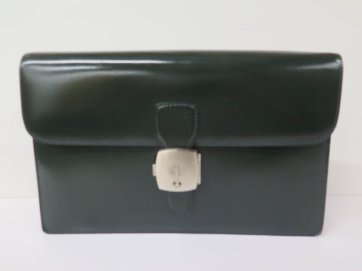 美品 dunhill ダンヒル レザー セカンドバッグ クラッチバッグ 深緑 ディープグリーン系 鍵付き拍卖