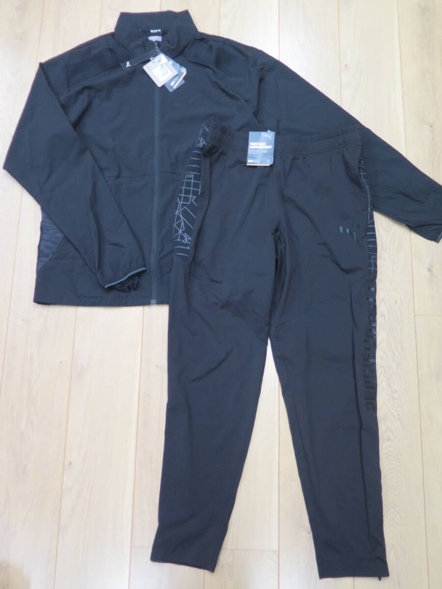 XLサイズ 未使用タグ付 PUMA プーマ「ウィンドブレーカージャケット」「サッカー フットボール ニットパンツ」2点まとめて 黒/ブラック拍卖