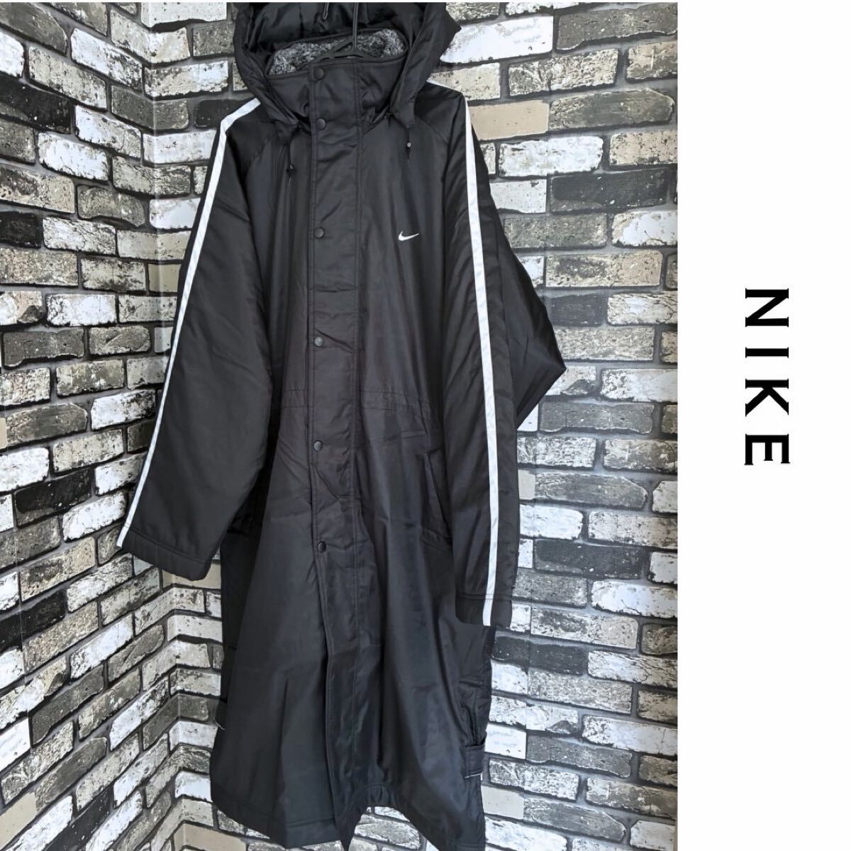 NIKE 裏ボア ベンチコート ロング ブラック ロングコート拍卖