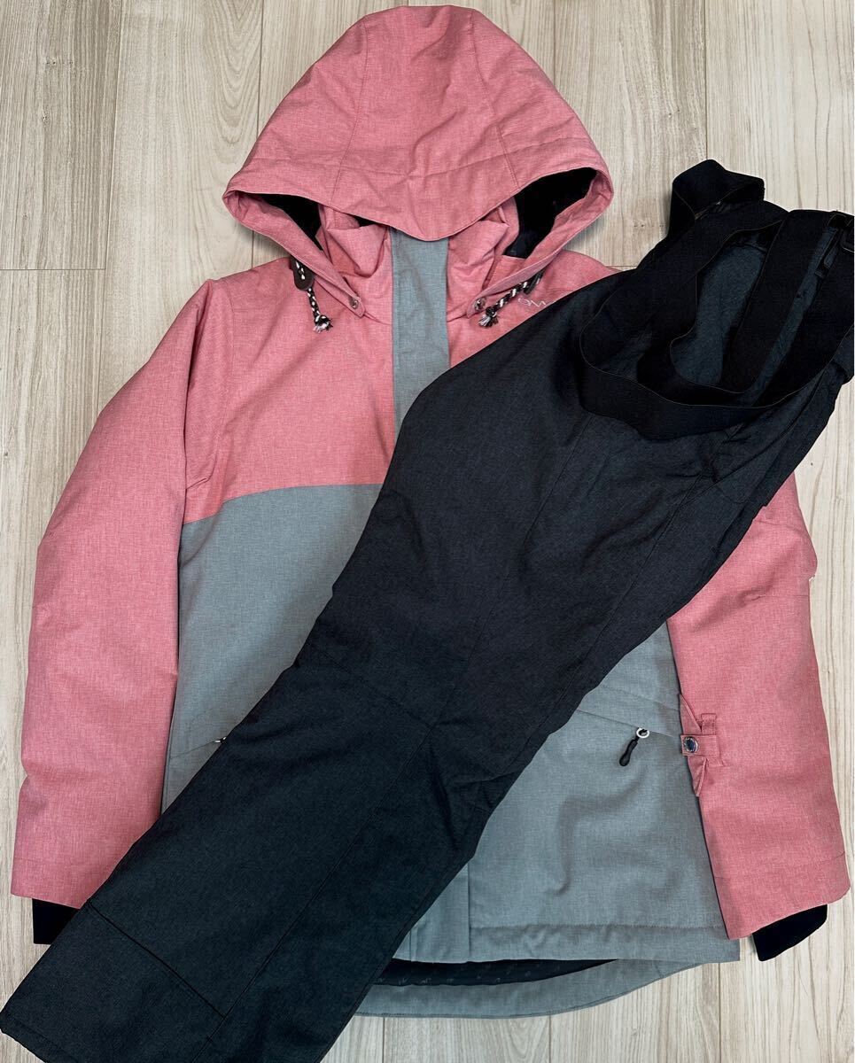 【新品同等】スキーウェア スノーボードウェア 上下セット ピンク/グレー Mサイズ レディース スノボウェア スキー スノボー 送料無料拍卖