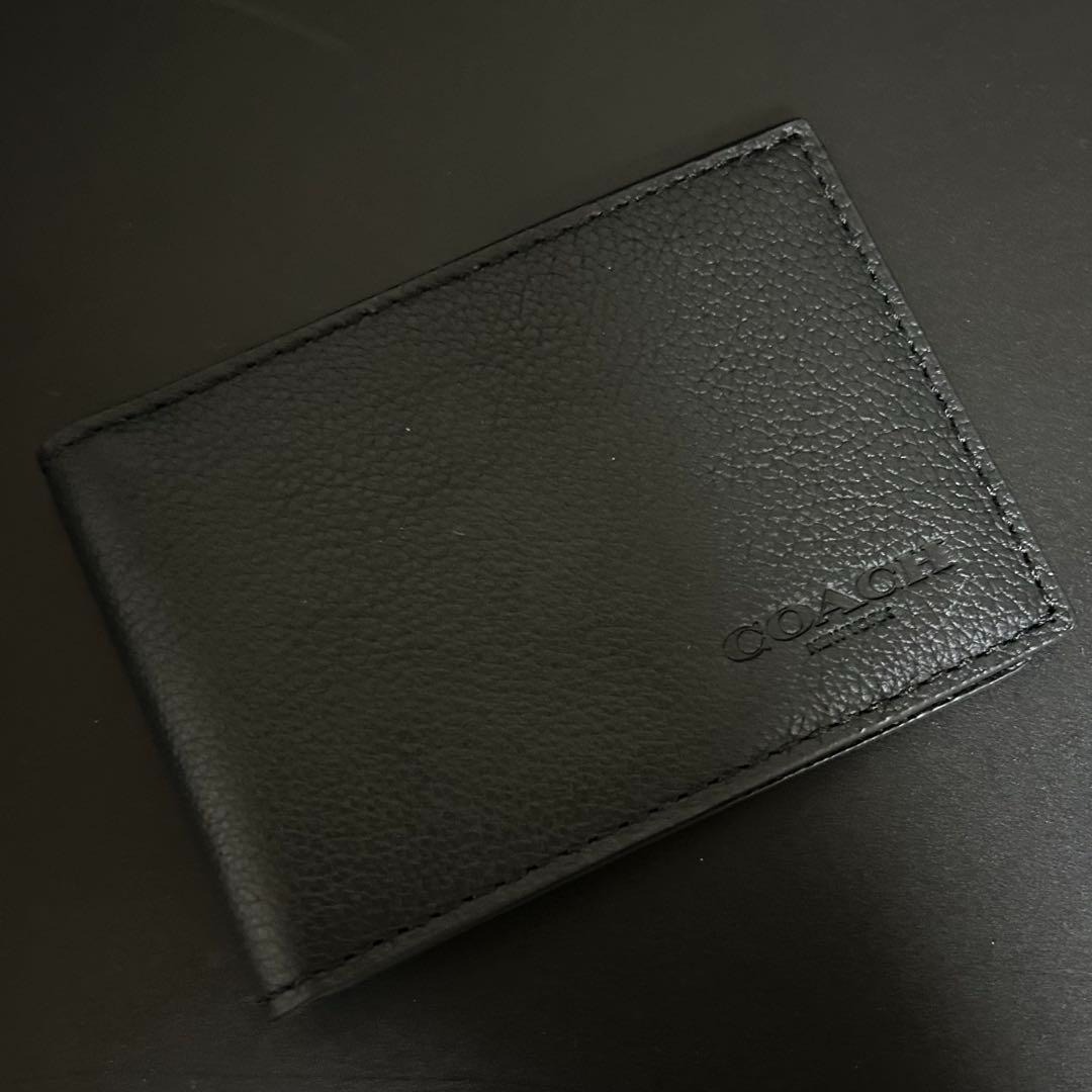 【美品】COACHコーチ カードケース パスケース レザー ブラック 黒拍卖