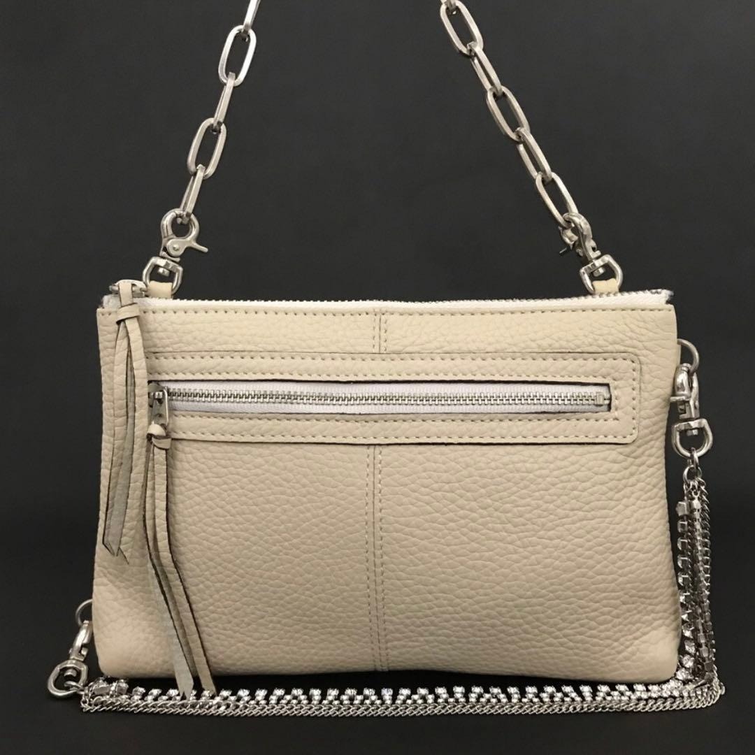 A.D.M.J. レザー ハンドバッグ アイボリー チェーン拍卖